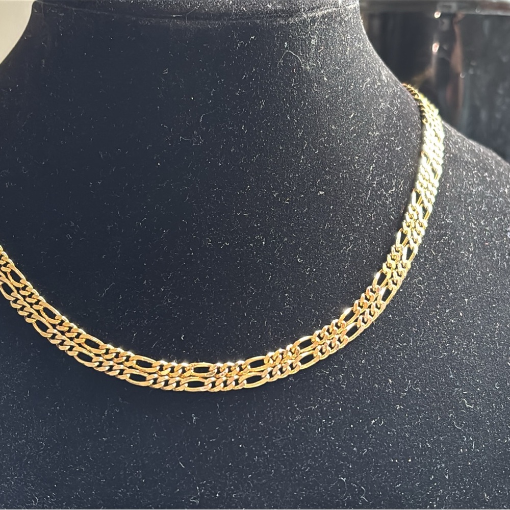 Gold Over Solid Sterling Silver Figaro Necklace - image 3